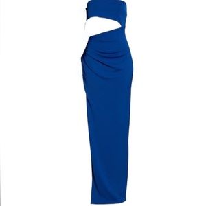 KATIE MAY Strapless Cut Out Long Dress Royal Blue Size SMALL